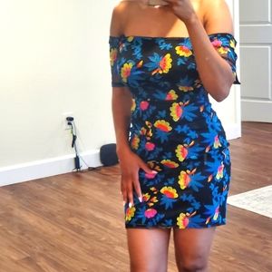 Topshop off shoulder flower dress